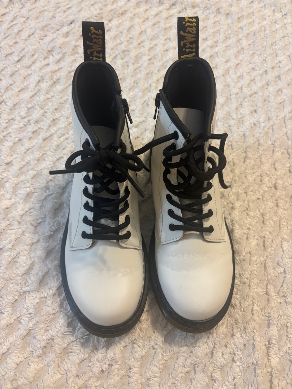 Dr. Doc Martens Zavala Boots Youth 3 White Side Zip Combat Lace Up Girls Boots